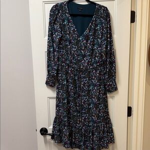 Talbots Multicolor Floral Long Sleeve Dress